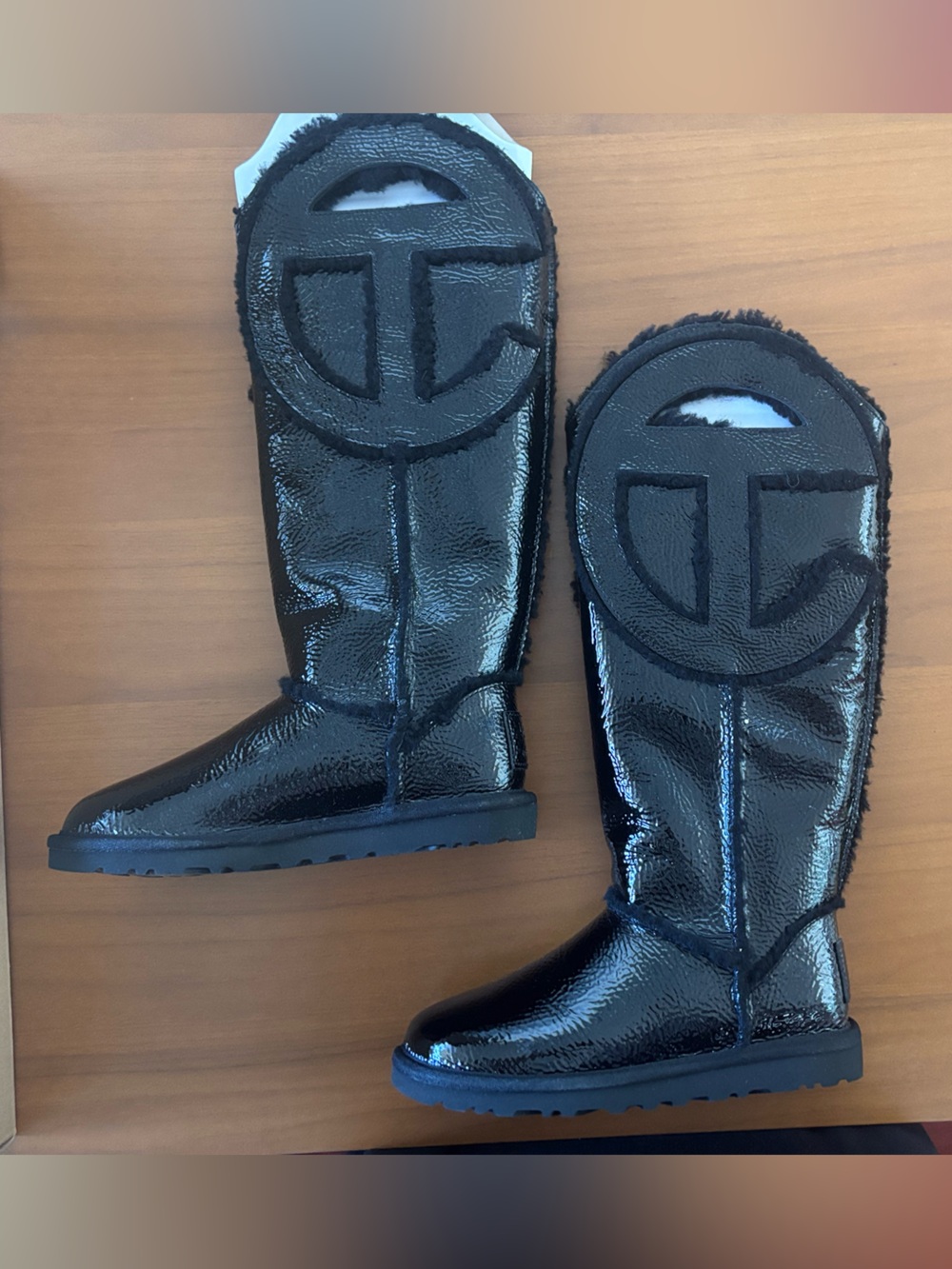 UGG and Telfar Tall Black Logo Crinkle Boots. NIB - Picture 4 of 9
